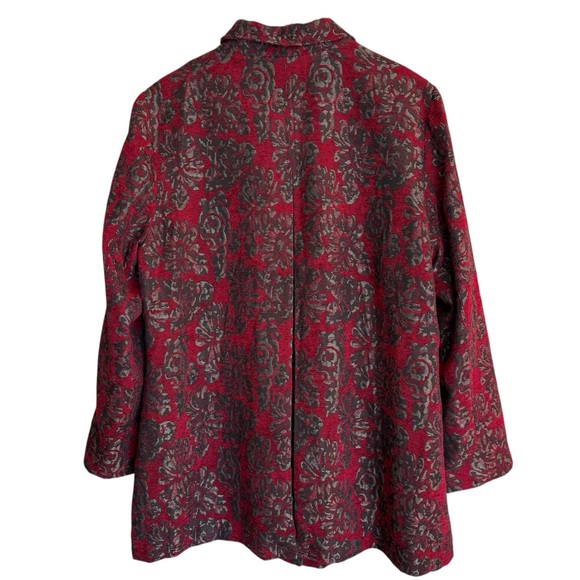 New Chico’s Red Floral Jacquard Topper Jacket Coat Button Front Size 3/Large-16 - Picture 11 of 16